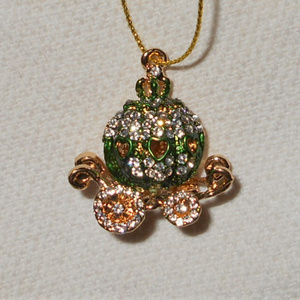 NEW Cinderella Carriage Green Ornament Rhinestones